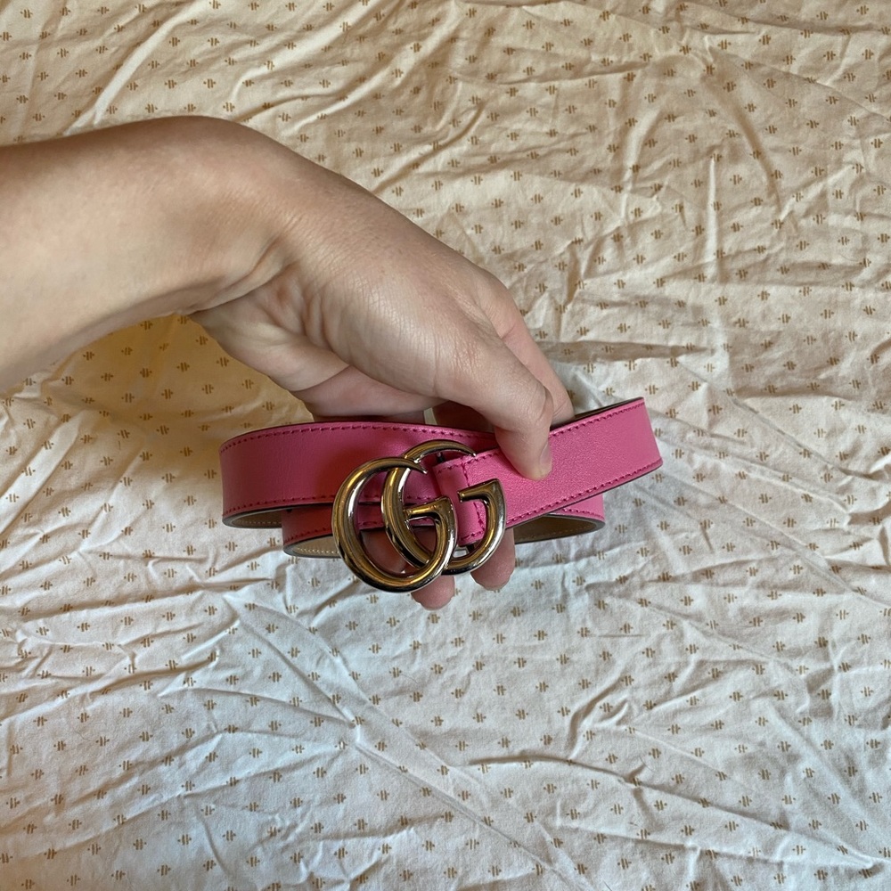 Gucci Kids Pink Belt with Gold Buckle